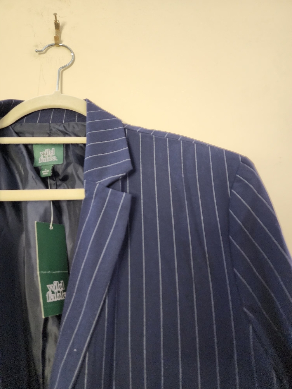 Women's Oversized Blazer Navy/White Pinstripe, Wild Fable, NEW SZ LARGE - Picture 5 of 11